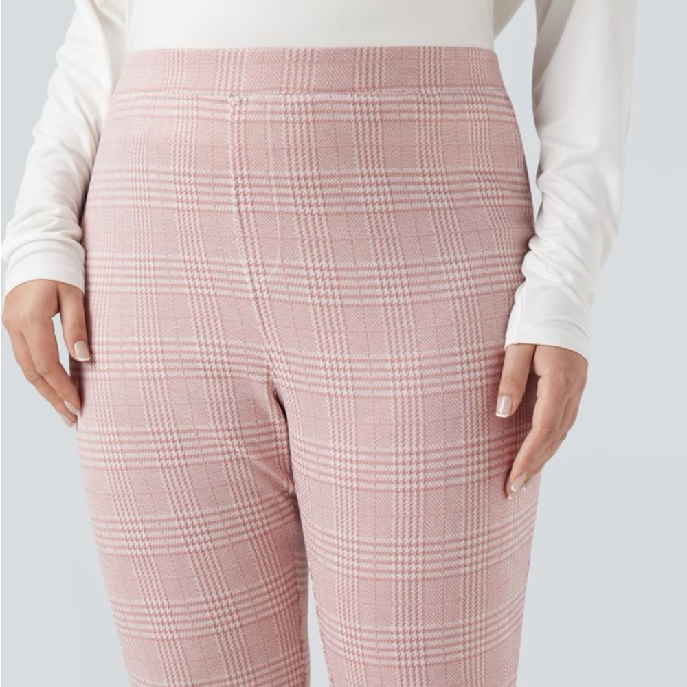 HALARA Women's Pink Checkered Trousers